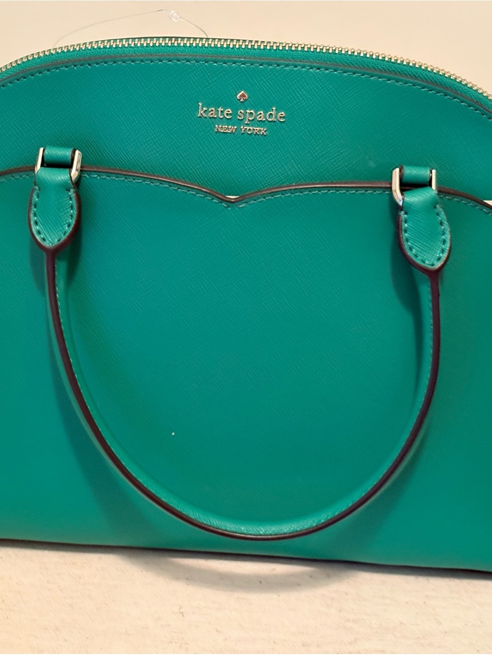 kate spade Teal Saffiano Dome Satchel with Gold Hardware
